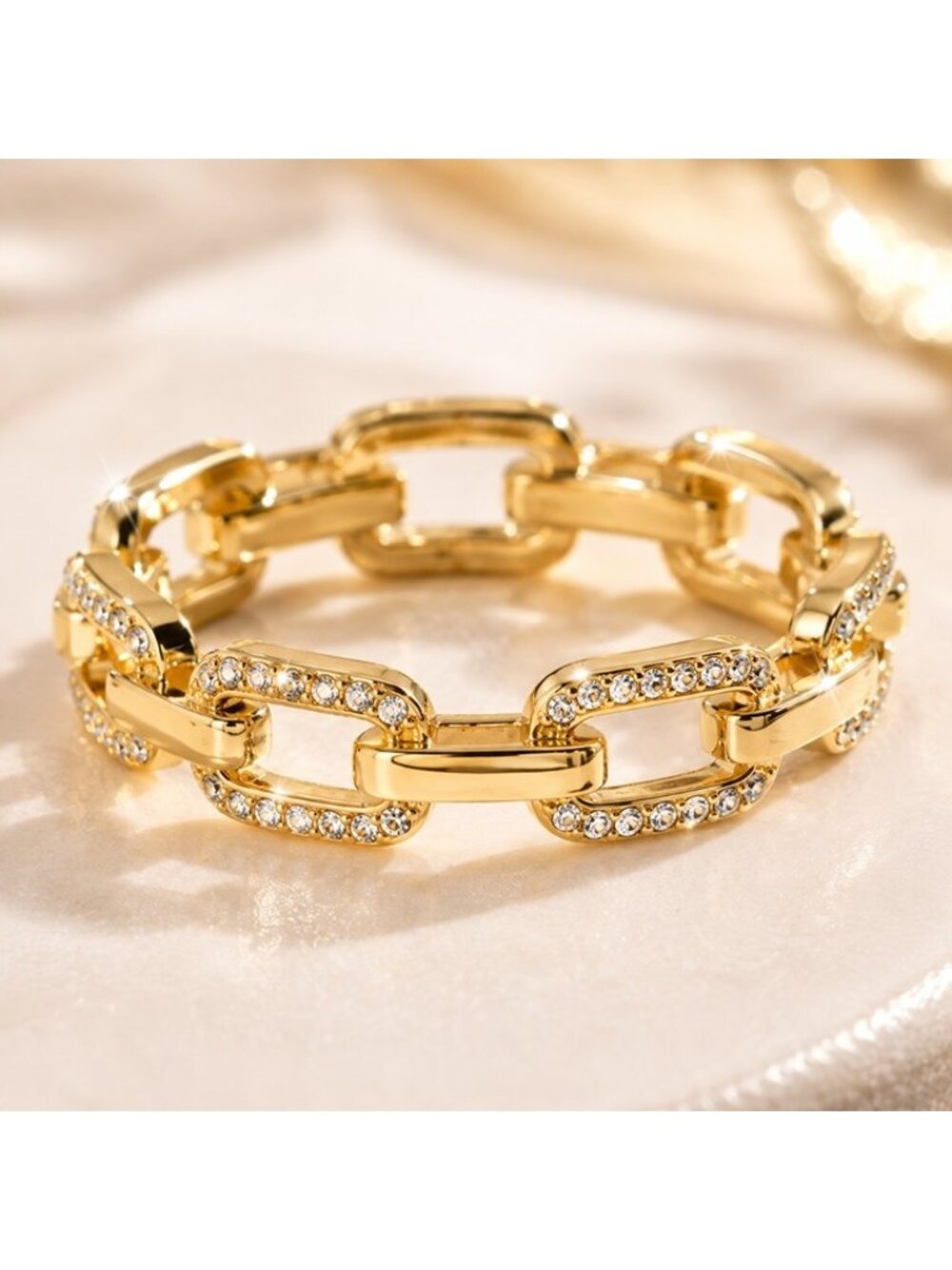 SUGARFIX by BaubleBar Gold Crystal Chain Link Ring Women's NWT
